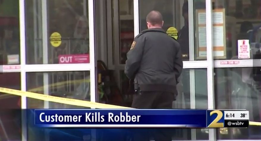 A Family Dollar store in Georgia's DeKalb County has a Good Samaritan to thank for ending an attempted armed robbery on Jan. 29, 2019. (Image: WSB-TV2 Atlanta screenshot)