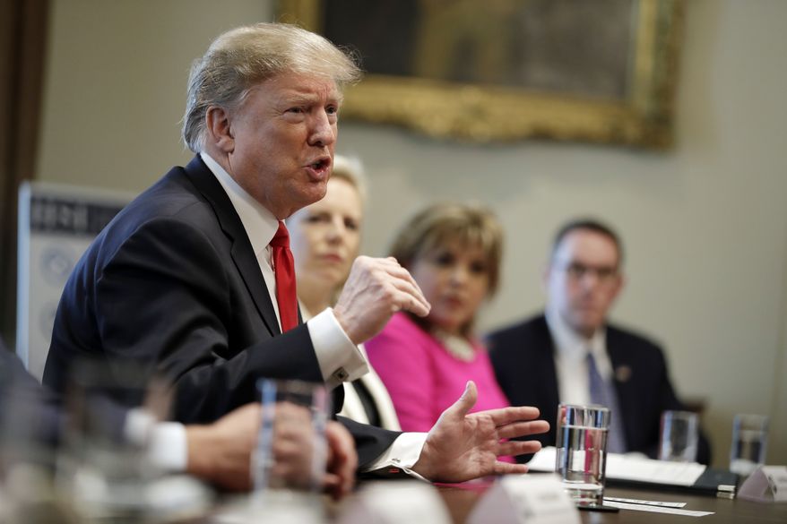 President Donald Trump speaks during an event on human trafficking in the Cabinet Room of the White House, Friday, Feb. 1, 2019, in Washington. (AP Photo/ Evan Vucci) **FILE**