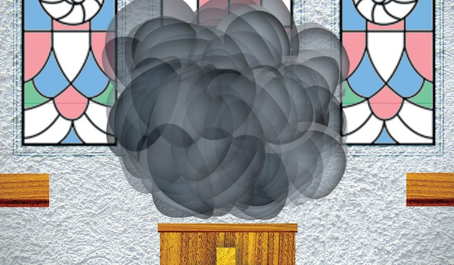 Illustration on confusion in the pulpit by Alexander Hunter/The Washington Times
