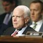In this July 11, 2017, file photo, Senate Armed Services Committee Chairman Sen. John McCain, R-Ariz. listens on Capitol Hill in Washington, during the committee&#x27;s confirmation hearing for Nay Secretary nominee Richard Spencer. (AP Photo/Jacquelyn Martin, File)