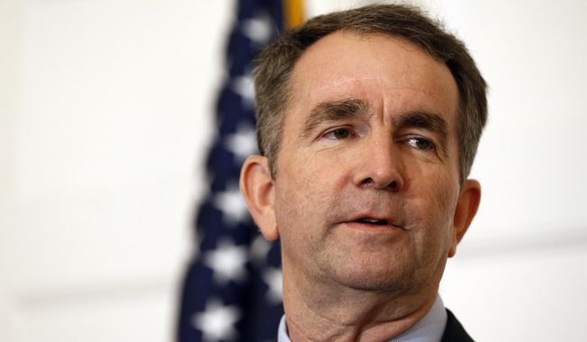 In this Feb. 2, 2019, file photo, Virginia Gov. Ralph Northam speaks during a news conference in the Governor&#x27;s Mansion in Richmond, Va.  Northam clung to his office Tuesday, Feb. 5, amid intense political fallout over a racist photo in his 1984 medical school yearbook and uncertainty about the future of the state&#x27;s government. (AP Photo/Steve Helber, File)