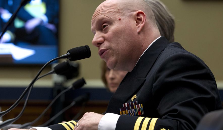 U.S. Public Health Service Commissioned Corps Commander Jonathan White testifies during the House Commerce Oversight and Investigations Subcommittee hearing on Capitol Hill in Washington, Thursday, Feb. 7, 2019. (AP Photo/Jose Luis Magana)