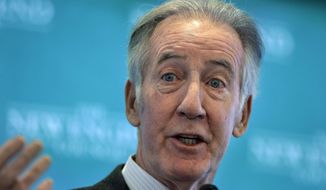 In this Nov. 27, 2018, file photo, Rep. Richard Neal, D-Mass., then incoming chairman of the House Ways and Means Committee, addresses an audience during a gathering of business leaders in Boston. The Democrats tried and failed several times to obtain Trump&#39;s returns as the minority party in Congress. Their newly energized leftward wing is pushing the chairman of the powerful House Ways and Means Committee, Rep. Richard Neal, D-Mass., to set the quest in motion, and fast.  (AP Photo/Steven Senne)