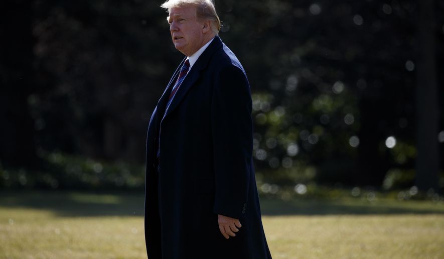President Donald Trump walks to board Marine One for a trip to Walter Reed National Military Medical Center to attend his annual physical, Friday, Feb. 8, 2019, in Washington. (AP Photo/ Evan Vucci)