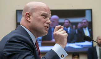 Acting Attorney General Matthew Whitaker appears before the House Judiciary Committee on Capitol Hill, Friday, Feb. 8, 2019 in Washington. Democrats are eager to press him on his interactions with President Donald Trump and his oversight of the special counsel&#39;s Russia investigation. (AP Photo/J. Scott Applewhite)