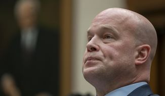 Acting Attorney General Matthew Whitaker appears before the House Judiciary Committee on Capitol Hill, Friday, Feb. 8, 2019 in Washington.  (AP Photo/J. Scott Applewhite)