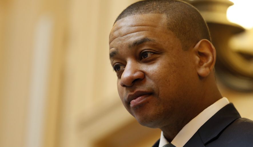 Virginia Lt. Gov. Justin Fairfax, presides over the Senate session at the Capitol in Richmond, Va., Monday, Feb. 11, 2019. Fairfax has been facing sexual assault charges. (AP Photo/Steve Helber) **FILE**