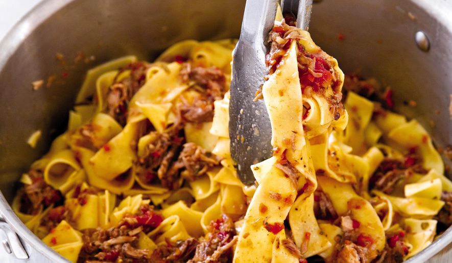 This undated photo provided by America's Test Kitchen in February 2019 shows Pork Ragu in Brookline, Mass. This recipe appears in the cookbook "How to Braise Everything." (Joe Keller/America's Test Kitchen via AP)