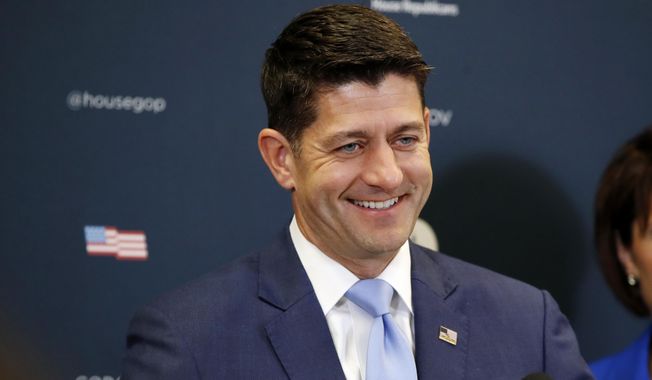 In this Tuesday, July 24, 2018, file photo, then-House Speaker Paul Ryan speaks during a news conference following a GOP caucus meeting, on Capitol Hill in Washington. (AP Photo/Jacquelyn Martin, File) ** FILE **