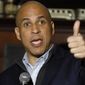 U.S. Sen. Cory Booker, D-N.J., speaks during a meet and greet with local residents, Saturday, Feb. 9, 2019, in Marshalltown, Iowa. (AP Photo/Charlie Neibergall)
