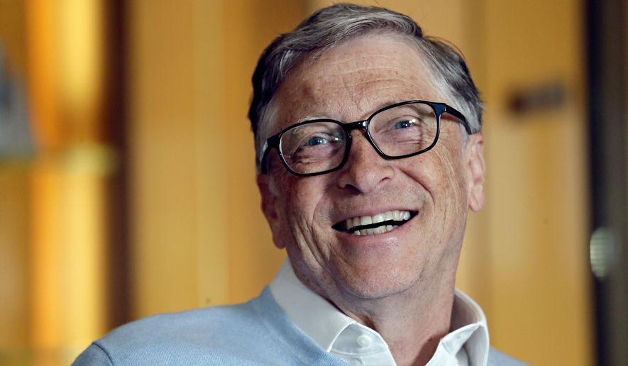 In this Feb. 1, 2019, file photo, Bill Gates smiles while being interviewed in Kirkland, Wash. (AP Photo/Elaine Thompson) ** FILE **