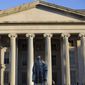 This June 8, 2017, file photo shows the U.S. Treasury Department building in Washington.  (AP Photo/Pablo Martinez Monsivais, File) **FILE**