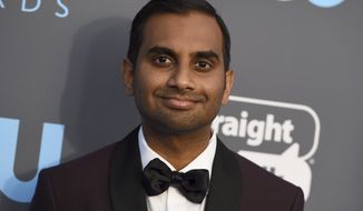 FILE - In this Jan. 11, 2018 file photo, Aziz Ansari arrives at the 23rd annual Critics&#39; Choice Awards at the Barker Hangar in Santa Monica, Calif.  Ansari said at a standup show in New York that a sexual misconduct allegation was humiliating, but he hopes he’s become better since. It was the comedian and actor’s first public discussion of the issue since a written statement in the immediate aftermath of a story in January 2018 on the website Babe.net in which an unidentified accuser wrote that Ansari acted improperly on a date. (Photo by Jordan Strauss/Invision/AP, File)