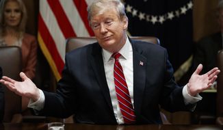 President Donald Trump speaks during a cabinet meeting at the White House, Tuesday, Feb. 12, 2019, in Washington. (AP Photo/ Evan Vucci)