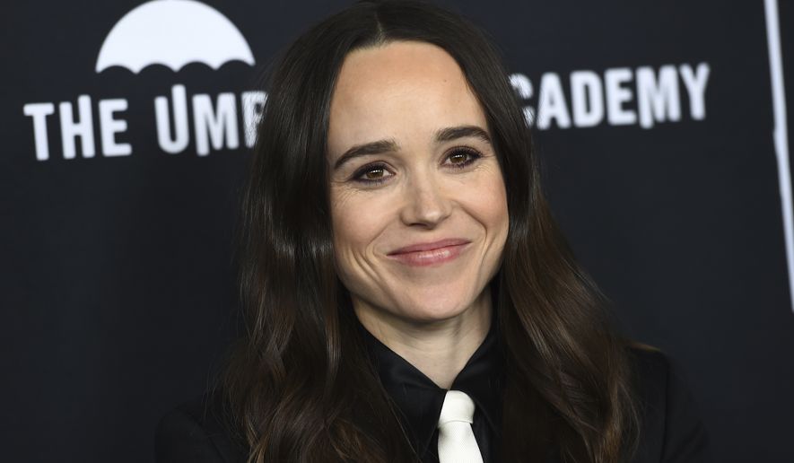 Cast member Ellen Page arrives at the Los Angeles premiere of &quot;The Umbrella Company&quot; at The ArcLight Hollywood on Tuesday, Feb. 12, 2019. (Photo by Jordan Strauss/Invision/AP) ** FILE **