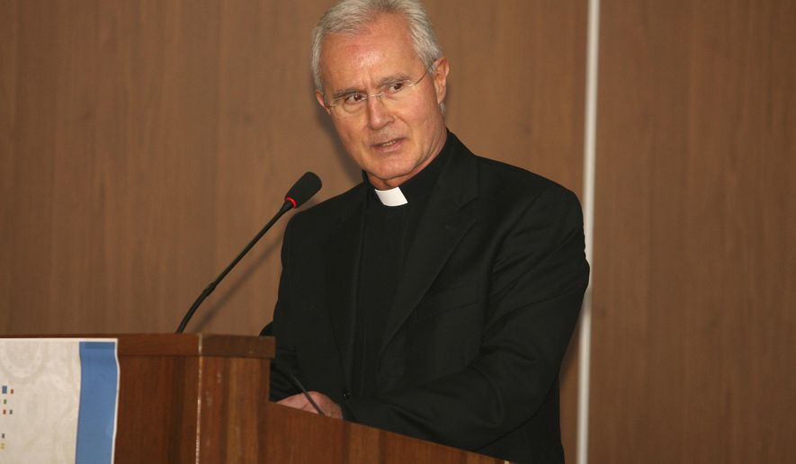 FILE - An undated photo of Monsignor Nunzio Scarano in Salerno, Italy. ANSA said an appeals court in Rome Wednesday, Feb. 13, 2019, convicted the Rev. Nunzio Scarano of corruption and sentenced him to three years in prison. (AP Photo/Francesco Pecoraro)