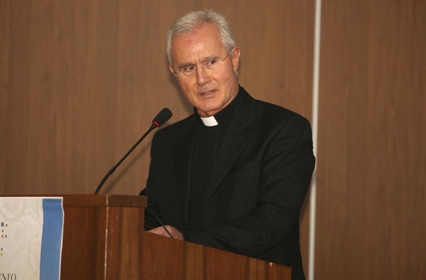 FILE - An undated photo of Monsignor Nunzio Scarano in Salerno, Italy. ANSA said an appeals court in Rome Wednesday, Feb. 13, 2019, convicted the Rev. Nunzio Scarano of corruption and sentenced him to three years in prison. (AP Photo/Francesco Pecoraro)
