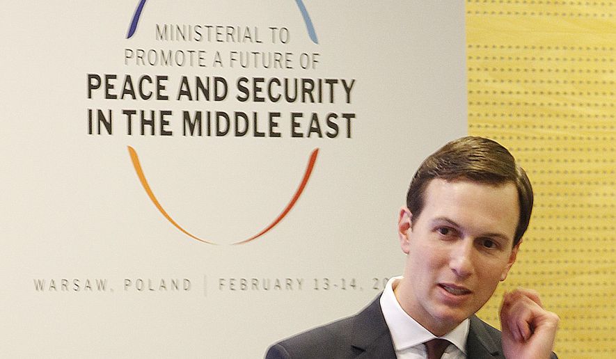 White House Senior Adviser Jared Kushner attends at a conference on Peace and Security in the Middle East in Warsaw, Poland, Thursday, Feb. 14, 2019. The Polish capital is host for a two-day international conference, co-organized by Poland and the United States. (AP Photo/Czarek Sokolowski)
