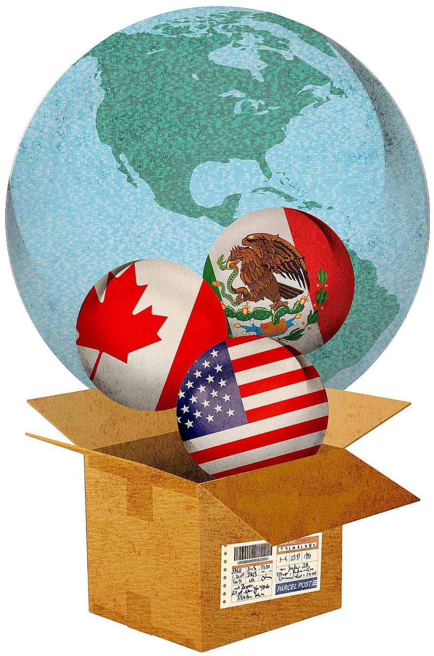 NAFTA Trade Agreement Illustration by Greg Groesch/The Washington Times
