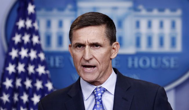In this Feb. 1, 2017, file photo, then-National Security Adviser Michael Flynn speaks during the daily news briefing at the White House, in Washington. (AP Photo/Carolyn Kaster) ** FILE **