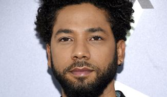 In this May 14, 2018, file photo, Jussie Smollett, a cast member in the TV series &quot;Empire,&quot; attends the Fox Networks Group 2018 programming presentation afterparty in New York. (Photo by Evan Agostini/Invision/AP, File)