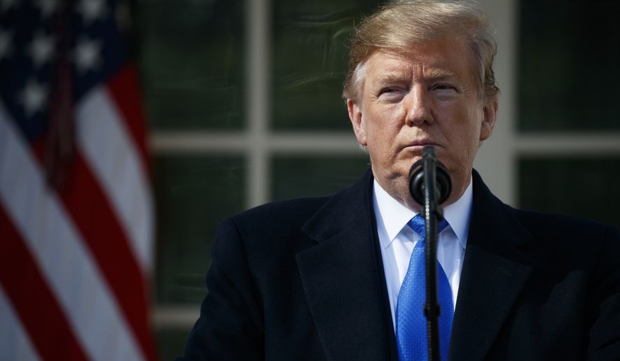 President Donald Trump speaks during an event in the Rose Garden at the White House to declare a national emergency in order to build a wall along the southern border, Friday, Feb. 15, 2019, in Washington. (AP Photo/ Evan Vucci)
