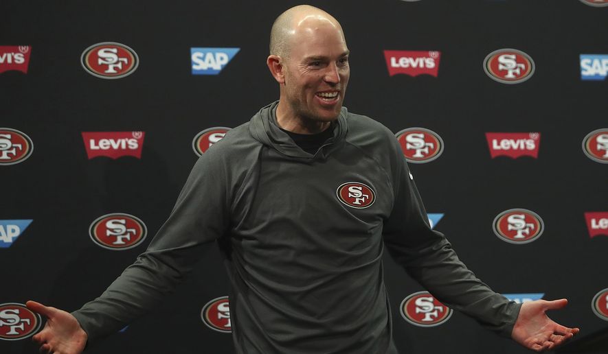 FILE - In this Dec. 16, 2018, file photo, San Francisco 49ers kicker Robbie Gould speaks at a news conference after an NFL football game against the Seattle Seahawks, in Santa Clara, Calif. The Chicago Bears would like to upgrade at kicker and Robbie Gould figures to hit the free agent market. The idea of bringing back the franchise&#x27;s all-time scoring leader sure is a tantalizing one for Chicago fans, particularly in the wake of Cody Parkey&#x27;s struggles. (AP Photo/Ben Margot, File)