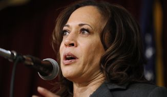 Democratic presidential candidate Kamala D. Harris she would back decriminalization as long as safeguards remain in place to protect sex workers against exploitation by human traffickers and pimps. (Associated Press/File)