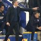 Leicester City manager Claude Puel gestures on the touchline during the match against Crystal Palace during their English Premier League soccer match at the King Power Stadium in Leicester,England, Saturday Feb. 23, 2019. (Nigel French/PA via AP)