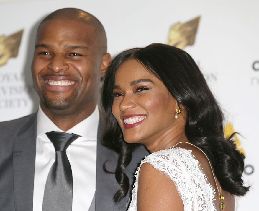 Retired NFL player Osi Umenyiora and wife, actress Leila Lopes