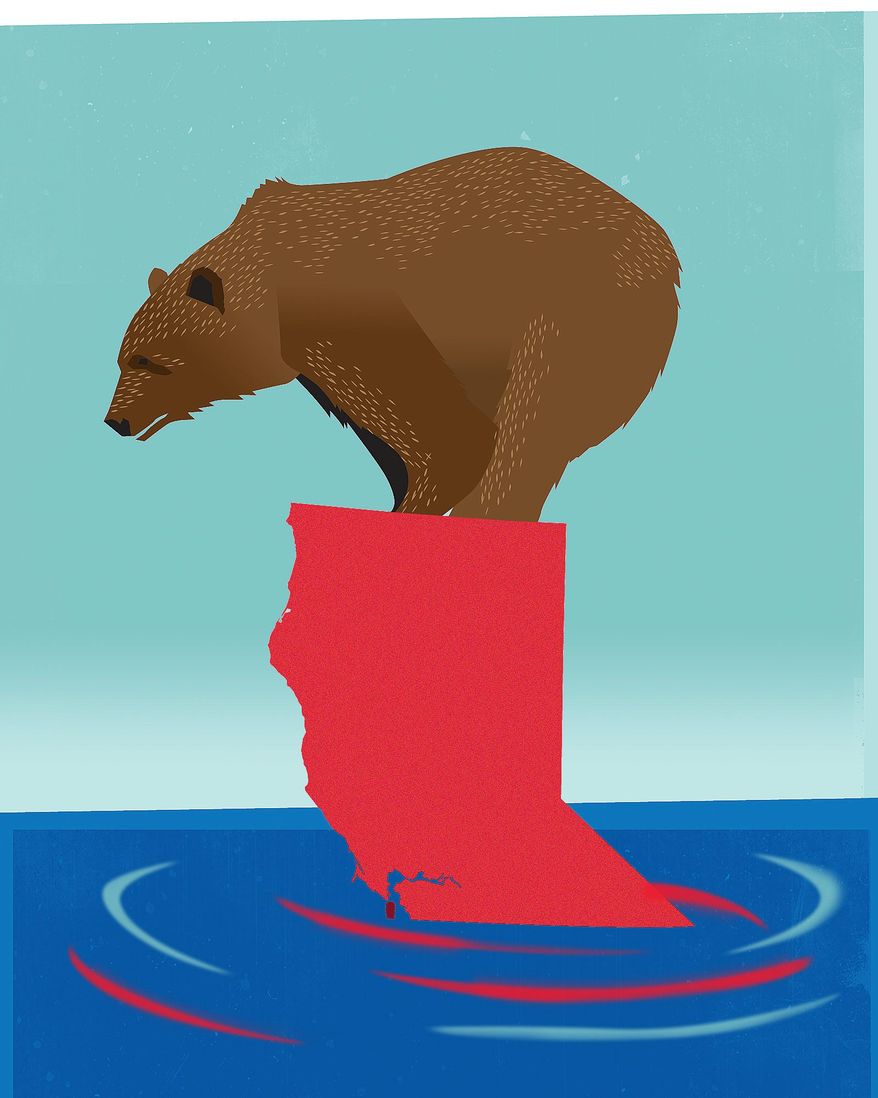 Cal Bear drowning in red ink.