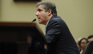 Michael Cohen, President Donald Trump&#39;s former lawyer, testifying before the House Oversight and Reform Committee on Capitol Hill in Washington, Wednesday, Feb. 27, 2019. (AP Photo/Pablo Martinez Monsivais)