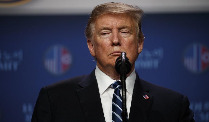 President Donald Trump speaks during a news conference after a summit with North Korean leader Kim Jong Un, Thursday, Feb. 28, 2019, in Hanoi. (AP Photo/ Evan Vucci)