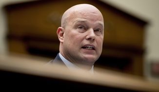 Then-acting Attorney General Matthew Whitaker speaks during a House Judiciary Committee hearing on Capitol Hill in Washington. (AP Photo/Andrew Harnik)