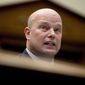 Then-acting Attorney General Matthew Whitaker speaks during a House Judiciary Committee hearing on Capitol Hill in Washington. (AP Photo/Andrew Harnik)