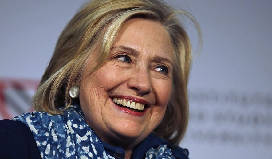 Hillary Clinton smiles as she is introduced at Harvard University in Cambridge, Massachusetts, May 25, 2018. (AP Photo/Charles Krupa) **FILE**