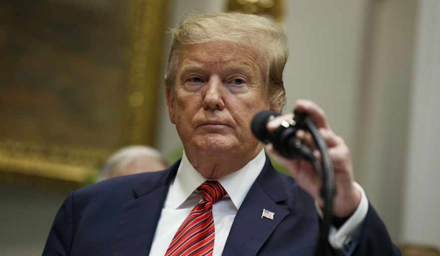 President Donald Trump speaks during a signing ceremony for an executive order on a "National Roadmap to Empower Veterans and End Veteran Suicide," in the Roosevelt Room of the White House, Tuesday, March 5, 2019, in Washington. (AP Photo/ Evan Vucci)
