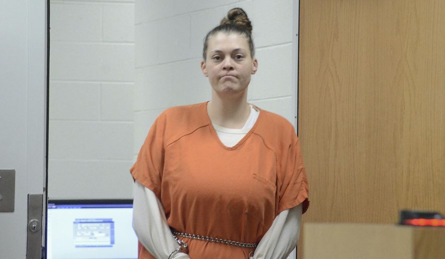 In this Tuesday, March 5, 2019 photo, Talia Furman, 33, appears in court in Battle Creek, Mich. Forman, who authorities say was involved in a child pornography ring, pleaded no contest in a first-degree sexual assault case involving an infant girl. (Trace Christenson/Battle Creek Enquirer via AP)