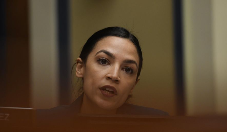 Rep. Alexandria Ocasio-Cortez, D-N.Y., speaks at a House Oversight and Reform subcommittee hearing on PFAS chemicals and their risks on Wednesday, March 6, 2019, on Capitol Hill in Washington. The Pentagon defends its handling and continued use of a toxic firefighting foam that it acknowledges has contaminated water around more than 400 military bases, as military families and officials from states testify on the health and financial tolls. (AP Photo/Sait Serkan Gurbuz)