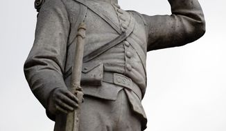 This is a Feb. 23, 2019 photograph of the Confederate soldier monument at the University of Mississippi in Oxford, Miss. The Associated Student Body Senate voted 47-0, Tuesday night, March 5, 2019, for a resolution asking the university&#39;s administrators to move the statue to the Confederate cemetery, behind the Tad Smith Coliseum, also on campus. (AP Photo/Rogelio V. Solis)