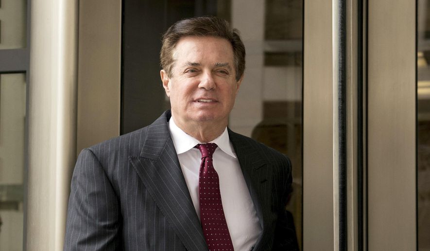 FILE - In this April 4, 2018 file photo, Paul Manafort, President Donald Trump&#39;s former campaign chairman, leaves the federal courthouse in Washington. (AP Photo/Andrew Harnik) ** FILE **