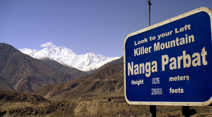 FILE - In this undated file photo, the snow-capped mountain of Nanga Parbat is seen in northern Pakistan. Ambassador Stefano Pontecorvo tweeted Saturday, March 9, 2019, with grief that search for Italian Daniele Nardi and Briton Tom Ballard is over as search and rescue team headed by Alex Txikon has confirmed the silhouettes spotted at about 5900 meters are those of the two climbers who went missing at Nanga Parbat nick named “Killer Mountain. (AP Photo/Musaf Zaman Kazmi, File)