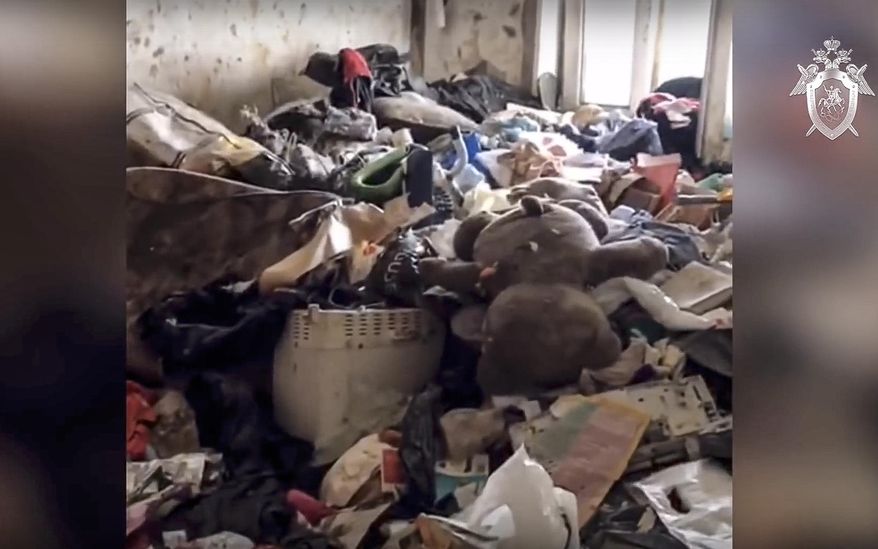 FILE - This photo taken from video made available by The Investigative Committee of the Russian Federation on Sunday, March 10, 2019 shows a Moscow apartment where a neglected five-year-old girl was living. Russian officials say a neglected five-year-old girl who was left alone in a Moscow apartment for several days is in intensive care. The Investigative Committee, Russia’s main investigative body, said Monday, March 11 it has detained the girls’ mother and has launched a criminal inquiry into conspiracy to murder. Investigators, who are also investigating (The Investigative Committee of the Russian Federation via AP, File)