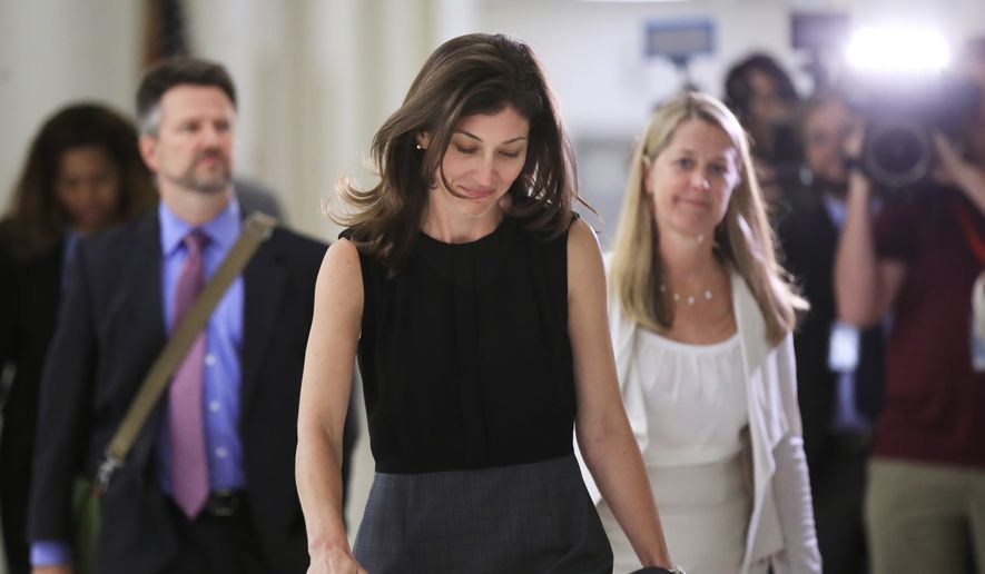 Former FBI lawyer Lisa Page leaves following an interview with lawmakers behind closed doors on Capitol Hill in Washington, Friday, July 13, 2018. (AP Photo/Manuel Balce Ceneta)