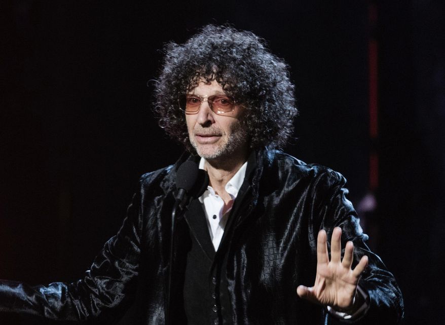 Howard Stern speaks at the 2018 Rock and Roll Hall of Fame Induction Ceremony in Cleveland, April 14, 2018. (Photo by Michael Zorn/Invision/AP) ** FILE **