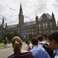 In this July 10, 2013, file photo, prospective students tour Georgetown University&#x27;s campus in Washington. (AP Photo/Jacquelyn Martin) ** FILE **