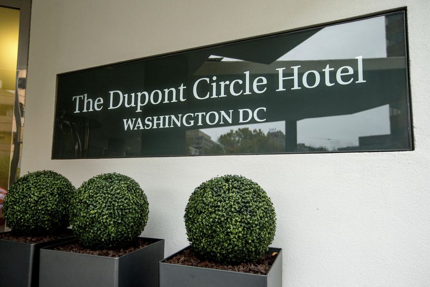 In this Nov. 7, 2015, file photo, the Dupont Circle Hotel in Washington where Mikhail Lesin, a former aide to Russian President Vladimir Putin, was found dead on Nov. 5, 2015. The Washington Medical Examiner’s office is debating whether to appeal a judge’s order to release all files relating to the 2015 death of Lesin in a Washington hotel room. (AP Photo/Andrew Harnik, File)