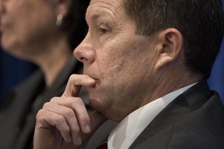 FILE - In this Nov. 17, 2016 file photo, Jeffrey Sutton, a federal judge on the U.S. Court of Appeals for the Sixth Circuit, participates in a panel discussion during the Federalist Society's National Lawyers Convention in Washington. A divided federal appeals court Tuesday, March 12, 2019 upheld an Ohio anti-abortion law that blocks public money for Planned Parenthood. (AP Photo/Cliff Owen, File)