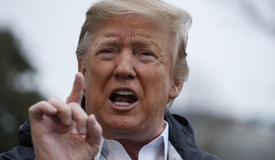 In this March 8, 2019 file photo, President Donald Trump talks with reporters outside the White House in Washington. As a presidential candidate, Donald Trump promised not to cut Social Security, Medicare, or Medicaid. In the White House, Trump went back on his promise not to cut Medicaid. Now he’s being criticized for steep Medicare payment cuts to hospitals in his new budget. The head of a major hospital association says in a blog that the impact on care for seniors would be “devastating.” The White House says it’s not cutting Medicare but making better use of taxpayers’ dollars. (AP Photo/ Evan Vucci)