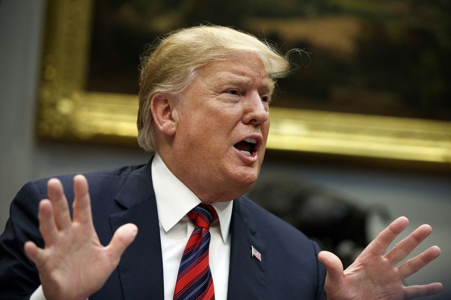 President Donald Trump speaks during a briefing on drug trafficking at the southern border in the Roosevelt Room of the White House, Wednesday, March 13, 2019, in Washington. Trump said during the event the U.S. is issuing an emergency order grounding all Boeing 737 Max 8 and Max 9 aircraft "effective immediately," in the wake of the crash of an Ethiopian Airliner that killed 157 people. (AP Photo/ Evan Vucci)